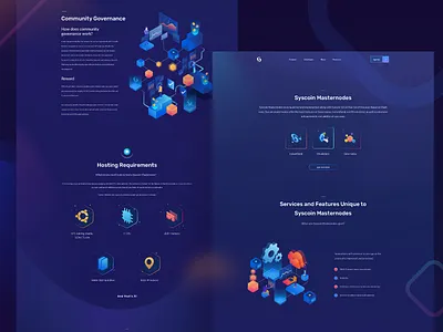 Syscoin - Masternodes Page bitcoin blockchain character crypto crypto currency hero illustration isometric landing masternodes web website
