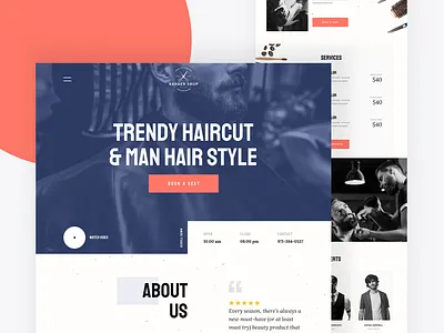 Barber shop landing page design admin panel animation branding chart colorful creative design dashboard illustration landing page logo minimal mobile app product typography ui ui ux interface ux vector web web design
