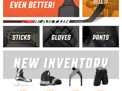 Hockey Home bauer black bold ccm clean cropped e commerce easton ecommerce grid hockey hockey stick nhl orange reebok shadows stx warrior white white space