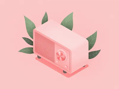 Soul Searchin' Vol. 1 button illustration isometric isometric illustration leaves music pink radio vintage