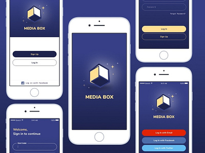 Media Box UI Kit app clean dubai flat icon icons illustration interface ios iphone logo mobile profile typography ui ux vector web