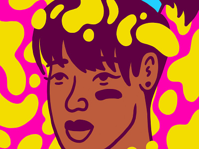 Left Eye 90s character fashion illustration left eye pink portrait shapes tlc woman yellow