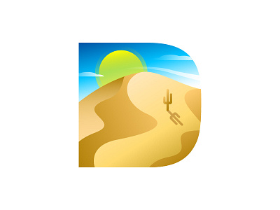 D – Dunes 36 days of type badge branding challenge d desert dunes emblem flat icon illustration landscape letter d lettering logo minimalism sand sanddunes type typography