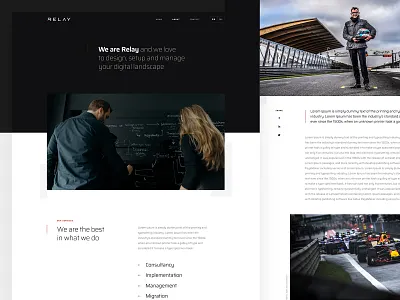 More screens Relay about clean content content page dark digital landing page modern relay tech tech design ui ui design
