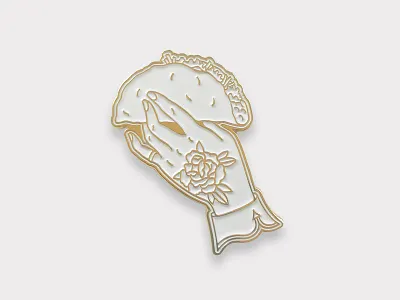 Taco Pin in white enamel pin taco