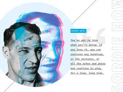 Gordie 3d branding halftone image layout quote treatment type typography