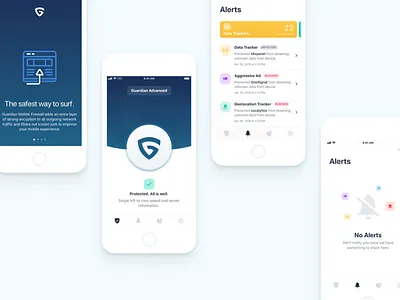 Guardian iOS alerts app apple branding firewall guardian ios logo mobile protect ui ux vpn