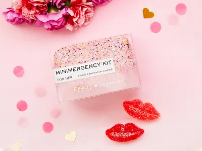 PACKAGING | Sugarfina x Pinch Provisions Galentine's Day Collab candy food galentines day graphic design heart hearts illustration kiss package design packaging print print design valentine valentines day