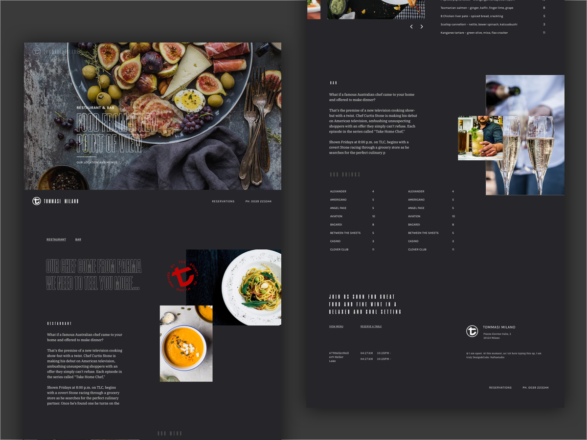 Example of Tommasi Website - Restaurant e Bar page