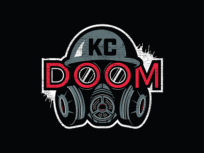 KC DOOM branding distressed gas mask illustration logo mascot mask paintball sport vector