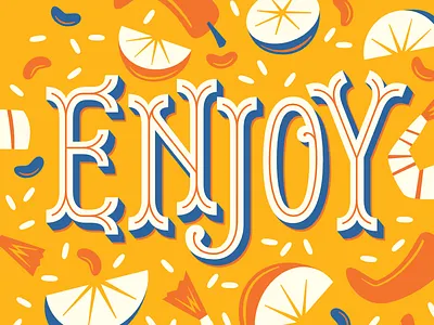 Enjoy 3d type celebration enjoy food lettering limes mexican midcentury shadow type type