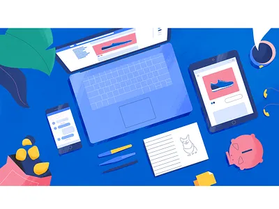 Workspace chips coffee corgi facebook grain laptoop phone plant tablet texture