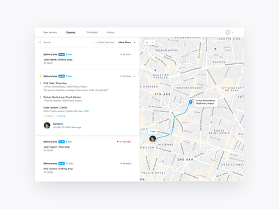 Track & trace for bike delivery app delivery design filter map search status tracking ui ux web web app
