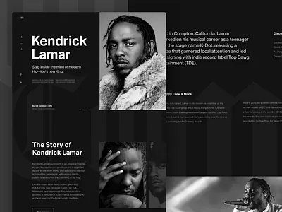 Kendrick Lamar Site Concept branding design fonts grid hip hop icon identity kendrick kendrick lamar lamar layout music swiss type typograph typography ui ui ux