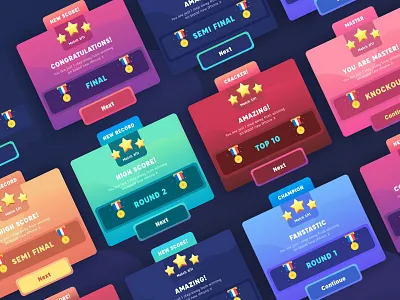 Game_Card Design achievement cards colors dailyui game gradient icons illustration mobile ui web