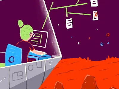 Blog Illustration for Submittable greenhairdontcair illustration joshquick mars quickjosh scifi software