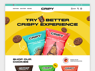 CRIPY - Cookies Landing Page branding clean cookies cookies design creative design ecommerce header landing minimal page popular shot shop shopify trend ui ux web