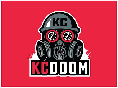 KC DOOM branding distressed gas mask illustration logo mascot mask paintball sport vector
