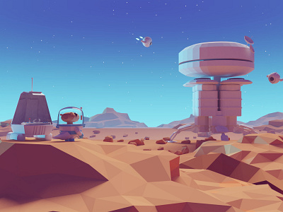 An Otter Planet Website Illustration b3d blender game isometric low poly otter planet space web