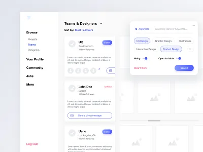 Team Search app clean interface left leftalign leftaligned minimal minimalism ui ux white
