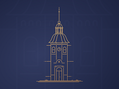 Castle Tower Illustration architechture branding castle clean clock concept design digital element flat gold illustration line art simple tower vector visual identity
