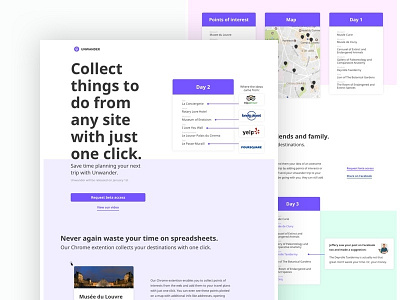 Unwander Home page branding design flat homepage landing minimal organization page pastel travel travel app trip typography wonder