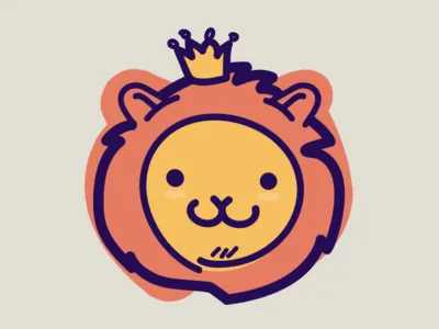 Lionking Jr cute doodle hand crafted illustration king lion minimalist vector