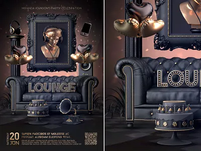 Vip lounge Birthday Poster anniversary anniversary poster birthday birthday poster celebration classy flyer invitation lounge nightclub party poster template vip