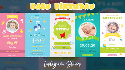 Baby Birthday Instagram Stories advertising baby shower birthday design gifts