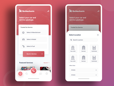 Gomechanic Concept Design call car concept fuel location manufacturer mechanic package repair search service ui ux vehicle