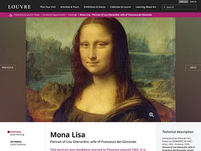 Louvre - Web Design Challenge adobe xd design challenge louvre mockup mona lisa ui ui ux web design