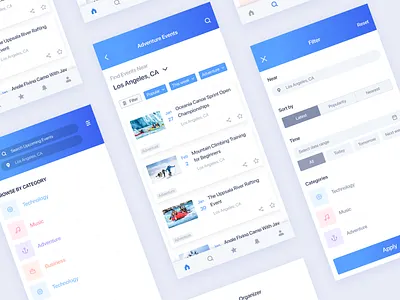 Event App | List, Search & Filter screens android app app design app screen clean app design event app event list screen filter screen ios app iphone app list screen material app design minimal app design mobile app mobile app design mobile design search screen trending design ui design ux design
