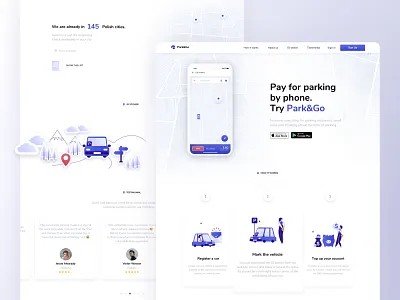 Park&Go Landing Page design ethworks flat illustration landing logo parking parking app ui ux vector website