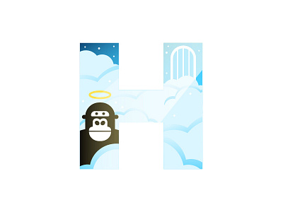 H – Harambe 36 days of type animal badge emblem flat design gorilla graphic design harambe heaven icon illustration lettering meme minimal design simple design typography zoo animal