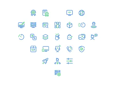 Icon Set - Two Colors blue green icons icons set illustration people rocket ui ux webdesign website