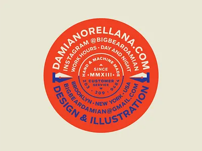 Damian Sticker Badge Work 2d badge brand buisness design designer flat icon iconography illustraiton illustration logo pen pentool sticker typography vector