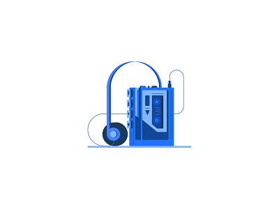 Walkman 80s 90s blue casette icon illustration music nostalgia nostalgic player retro vintage walkman
