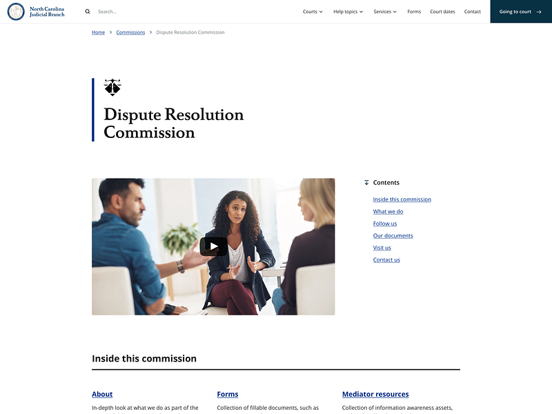 NC Judicial Branch - Commission Landing brand clean desktop flat landing microbrand minimal modern simple