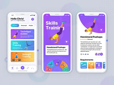 Beast Barz - training/program screen light ver. app application card clean fitness gradient gym mobileapp sport ui ux