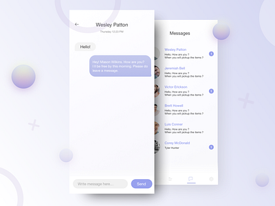 Message UI converge conversation conversations hello hi meet message send text write