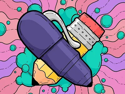 Pen & Pencil illo illustration ipad pen pencil procreate