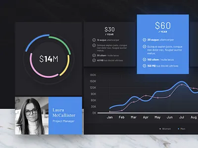 Dark Marble UI Wireframe Design dashboard dashboard ui data visulization piechart pricing uidesign user interface