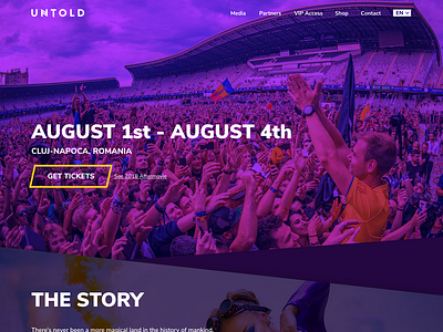 UNTOLD Festival Landing Page black blue dark design event figma landing landing page page purple tickets ui ux