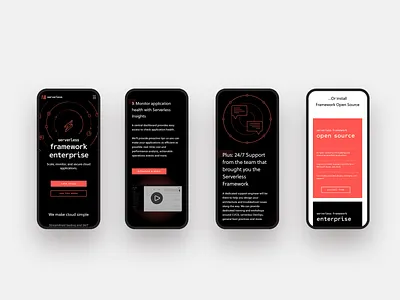 Enterprise page mobile black desktop engineering illustration interface mobile motion phone red responsive scheme serverless startup tool ui visual white