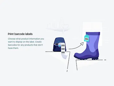 Print barcode labels barcode boot design ecommerce empty state illustration label product shopify