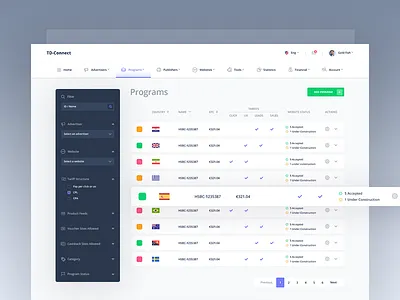 TD Bank Dashboard account bank bank dashboard clean dashboard filter finance financial payment payment gateway settings statistic uidesign user experience user management wip