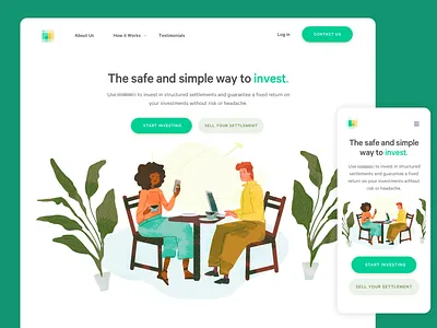 FinTech startup landing page concept illustration ui ux web design