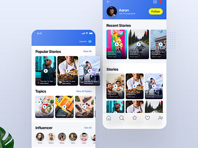 Video Story iOS App app card design experience interface ios minimal photo profile story ui user ux video video app web