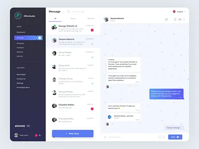 Elimisto - Messages chat dashboard inbox message message app messenger system ui ux
