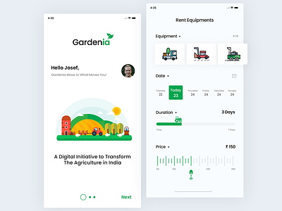 Mobile Ui business clean ui design enterprise farm farming filter illustration profile spalsh ui ux vector